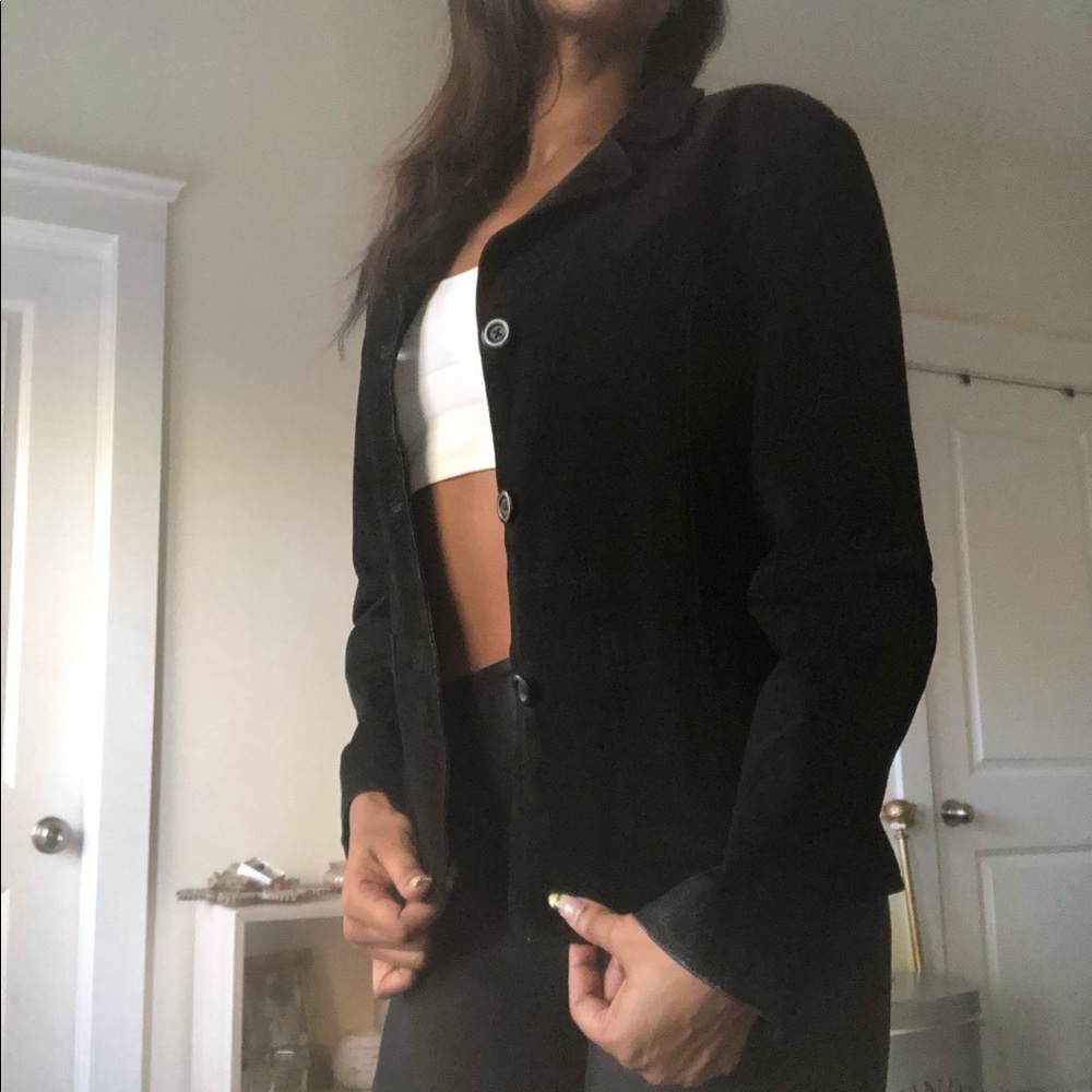 VINTAGE Black suede leather jacket